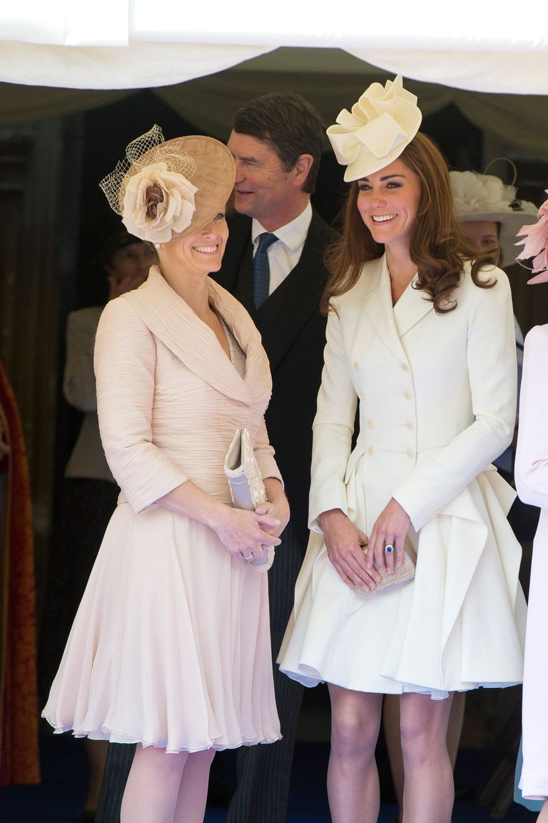 WINDSOR, ENGLAND - JUNE 18:  Sophie Rhys-Jones, Countess of Wessex and Catherine, Duchess of Cambridge watch the Order of the Garter procession  at Windsor Castle on June 18, 2011 in Windsor, England. The Order of the Garter is the senior and oldest British Order of Chivalry, founded by Edward III in 1348. Membership in the order is limited to the sovereign, the Prince of Wales, and no more than twenty-four members.  (Photo by Paul Edwards - WPA Pool/Getty Images)