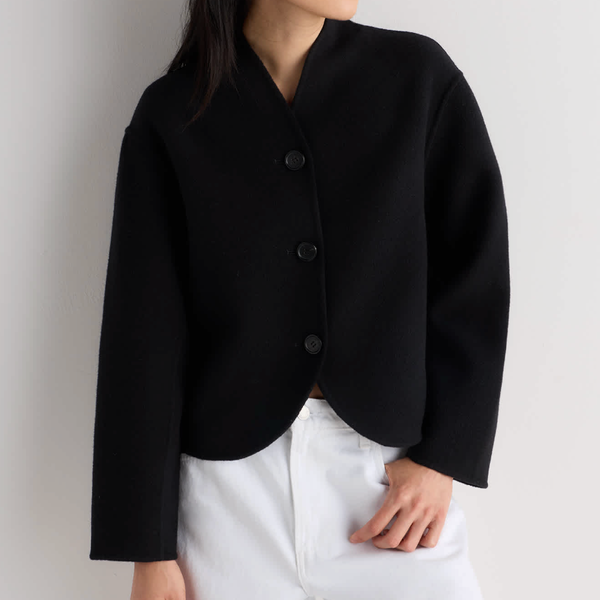 Quince Double-Faced Merino Wool Collarless Cropped Jacket