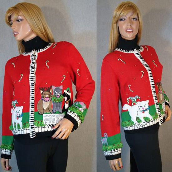 Ugly, Festive (Sexy?) Christmas Sweaters With Cats on Them