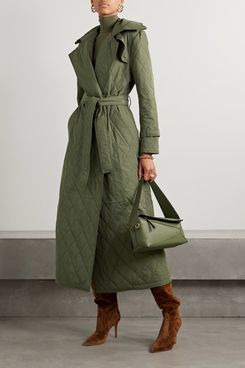 Norma Kamali Belted Quilted-Shell Trench Coat