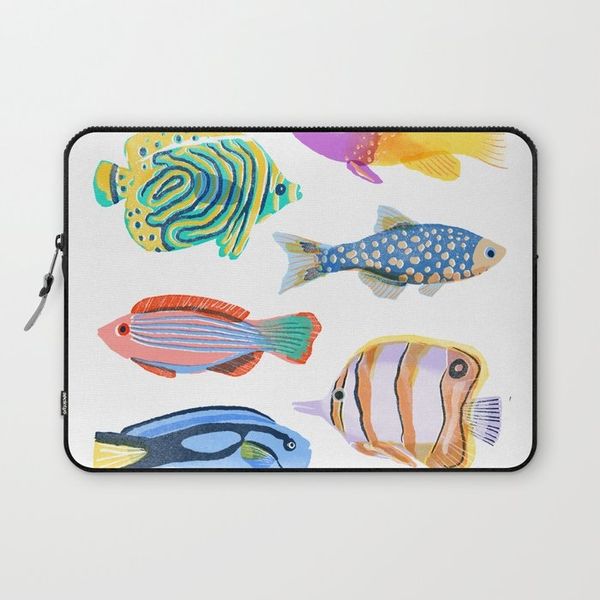 Rainbow Fish Laptop Sleeve by Salty Siren Studios