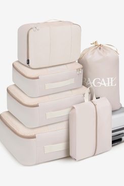 BAGAIL 6 Set Packing Cubes Luggage Packing Organizers for Travel Accessories-Beige