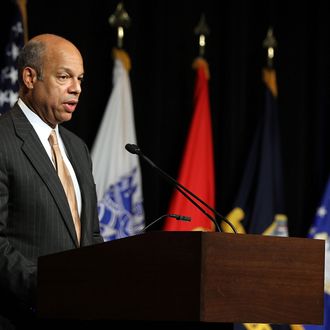 U.S. Defense Department General Counsel Jeh Johnson delivers keynote remarks during an event to observe the 