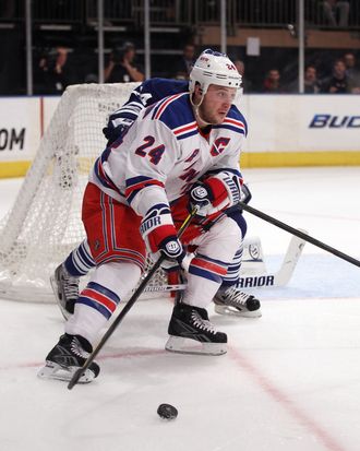 NEW YORK, NY - DECEMBER 05: Ryan Callahan #24 of the New York Rangers skates against the Toronto Maple Leafs at Madison Square Garden on December 5, 2011 in New York City. The Leafs defeated the Rangers 4-2. (Photo by Bruce Bennett/Getty Images)