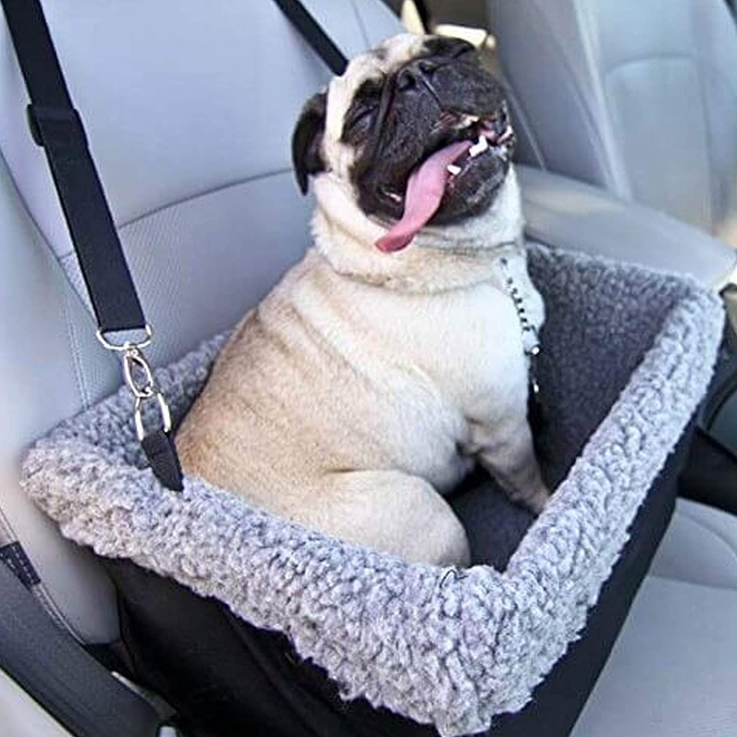 Reinforced Walls and 3 Belts Robust Car Dog Seat or Puppy Car Seat for Small to Medium-Sized Dogs Extra Stable Dog Car Seat Waterproof Pet Car Seat for Back and Front Seat 