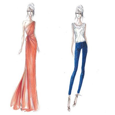 Two sketches from Ferretti's forthcoming collection.
