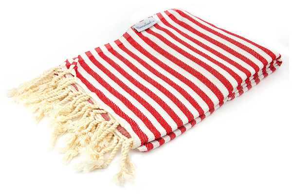 The Riviera Towel Company Red Striped Turkish Towel
