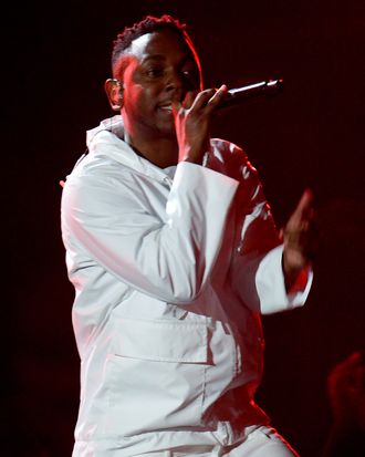 Kendrick Lamar performs at the 56th Grammy Awards at the Staples Center in Los Angeles, California, January 26, 2014. 
