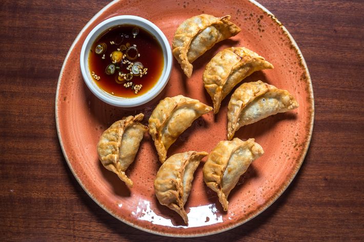 Fried gogi mandu, or pork-beef-and-chive dumplings.