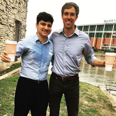 Beto O'Rourke, sweaty.