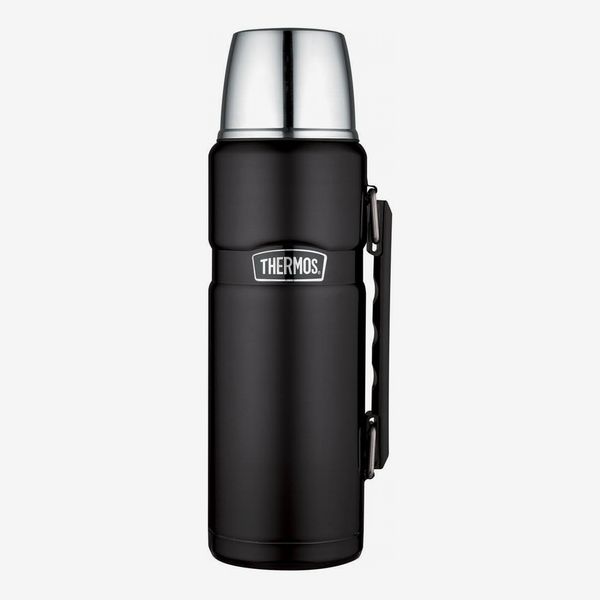 A classic black large thermos with chrome accents, a handle and a lid that doubles as a cup. The Strategist - There’s a Bunch of Thermoses on Sale at Amazon
