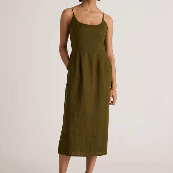 Quince 100% European Linen Scoop Neck Midi Dress