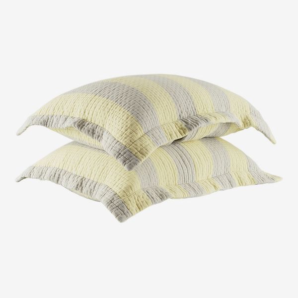 Dusen Dusen Yellow & Gray Stripe Pillow Sham Set
