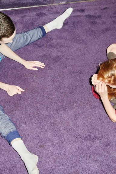 Dancers warm up before Ryan McNamara's MEEM Performance at the Miami Grand Theatre within the Castle Beach Resort.