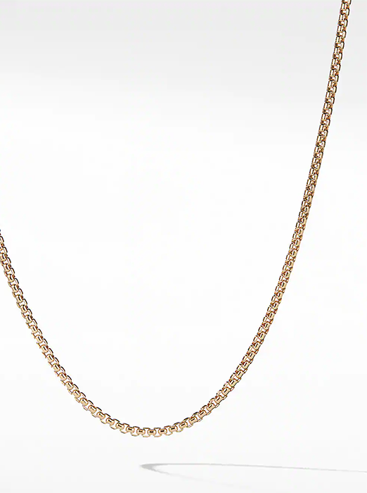 Small Box Chain Necklace in 18K Gold, 2.7mm