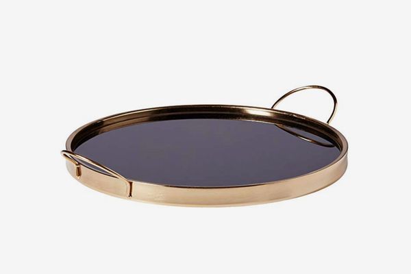 Rivet Contemporary Decorative Round Metal Serving Tray