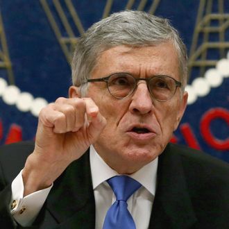 WASHINGTON, DC - FEBRUARY 26: Federal Communications Commission Chairman Tom Wheeler speaks before voting on Net Neutrality at the FCC headquarters February 26, 2015 in Washington, DC. Today the FCC voted to approve Net Neutrality regulating Internet service like a public utility, prohibiting companies from paying for faster lanes on the Internet. (Photo by Mark Wilson/Getty Images)