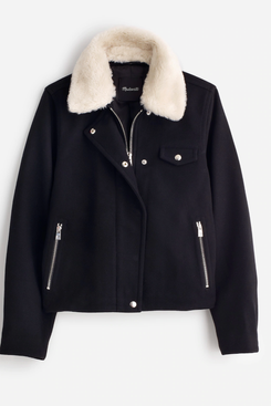 Madewell Sherpa-Collar Asymmetric Zip-Front Jacket