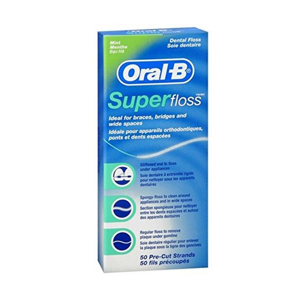 Oral-B Super Floss Mint Dental Floss Pre-Cut Strands, 2-Pack