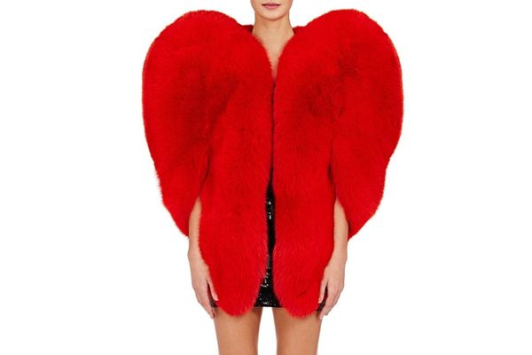 Saint Laurent fur heart-shaped cape