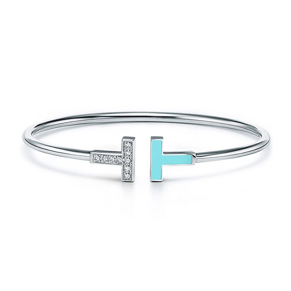 Tiffany T Diamond and Turquoise Wire Bracelet