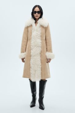 Mango Shearling-Lined Coat