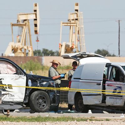 The scene near Midland and Odessa, Texas, after a mass shooting on August 31.