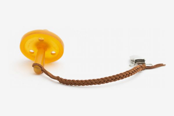 Madeline's Box Leather Braided Pacifier Clip