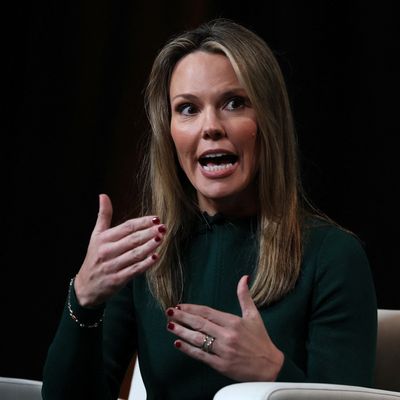 Wendy McMahon, CEO of CBS News, speaks during the Axios BFD event in New York
