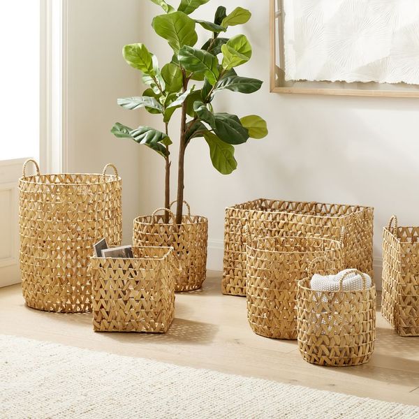 West Elm Open-Weave Zigzag Seagrass Baskets (Natural)