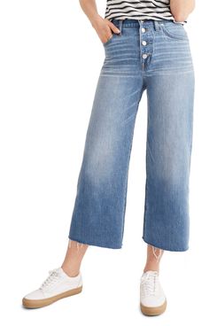 Madewell Button Front Wide Leg Crop Jeans