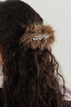 Simone Rocha Crystal-Embellished Faux Fur Hair Clip