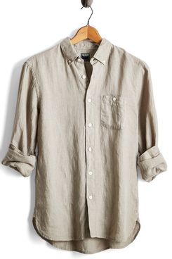 Todd Snyder Button Down Linen Shirt in Almond