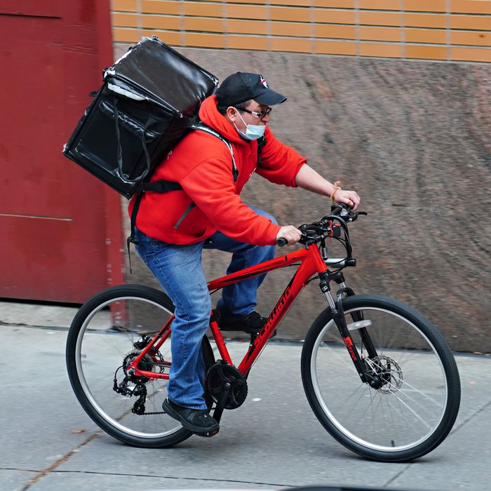 uber eats bicycle using car