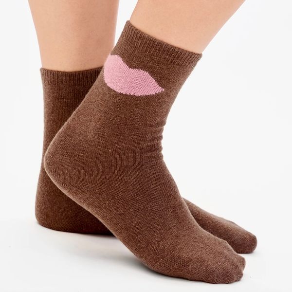 Clare V. x Hansel from Basel Lips Cashmere Crew Socks