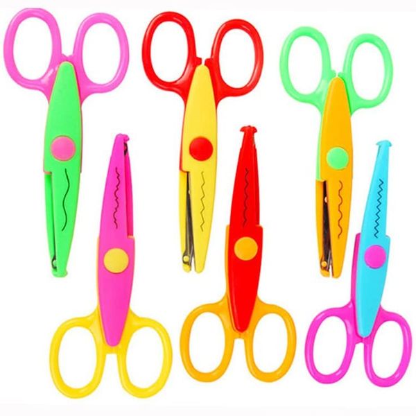 Jialeey Kids Safety Craft Scissors With Decorative Edge Cutters (Set of 6)