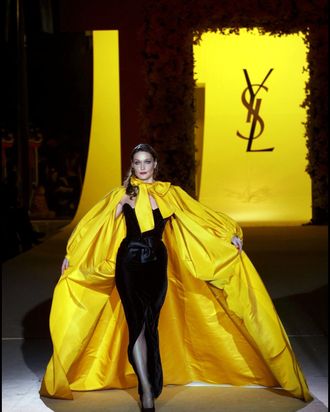 Carla Bruni at the last Yves Saint Laurent couture show in 2002.
