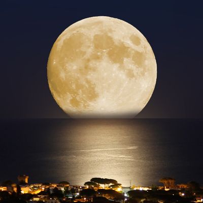 The moon over San Felice Circeo at night.