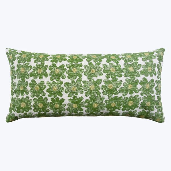 Kevin O'Brien Daisy Indoor/Outdoor Lumbar Pillow, Avocado