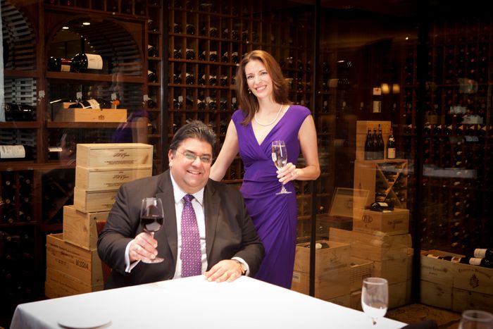 Omar Khan and Jennifer Simonetti-Bryan at Del Frisco International Business and Wine Society NYC