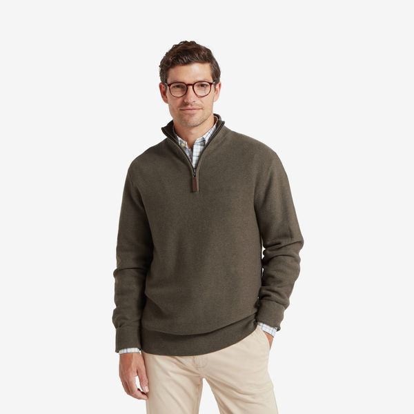 Schōffel Mens Porthleven 1/4 Zip Jumper Green