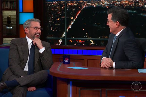 'Late Show' Clip With Steve Carell, Stephen Colbert, Fabio