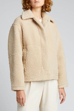 Vince Button-Front Sherpa Jacket