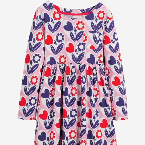 Mini Boden Kids' Fun Print Long Sleeve Cotton Jersey Dress