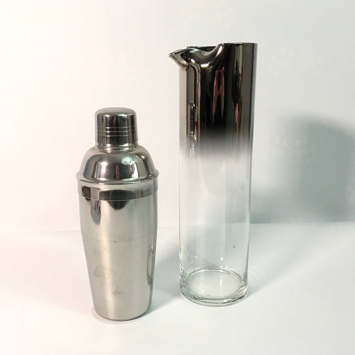 ON SALE NOW Pair of Vintage Glass Barware Cocktail Shakers