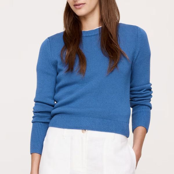 Banana Republic Shrunken Cotton-Silk Crew-Neck Sweater