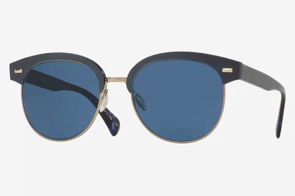 Oliver Peoples Shaelie Monochromatic Semi-Rimless Sunglasses, Navy