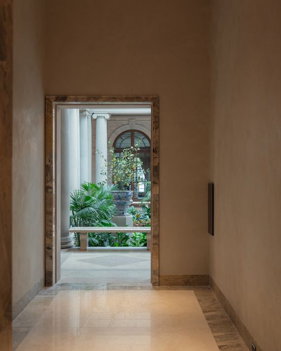 The view into the garden court.