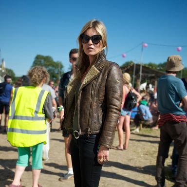 Model Kate Moss during day 3 of the 2013 Glastonbury Festival at Worthy Farm on June 29, 2013 in Glastonbury, England. 