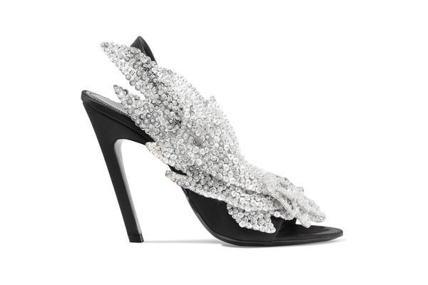 Balenciaga Sequin-embellished satin slingback sandals